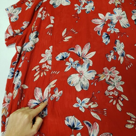 Woman Within Woven Maxi Boho Tropical Dress Size 2X Red Vacation Travel Island - Picture 9 of 14